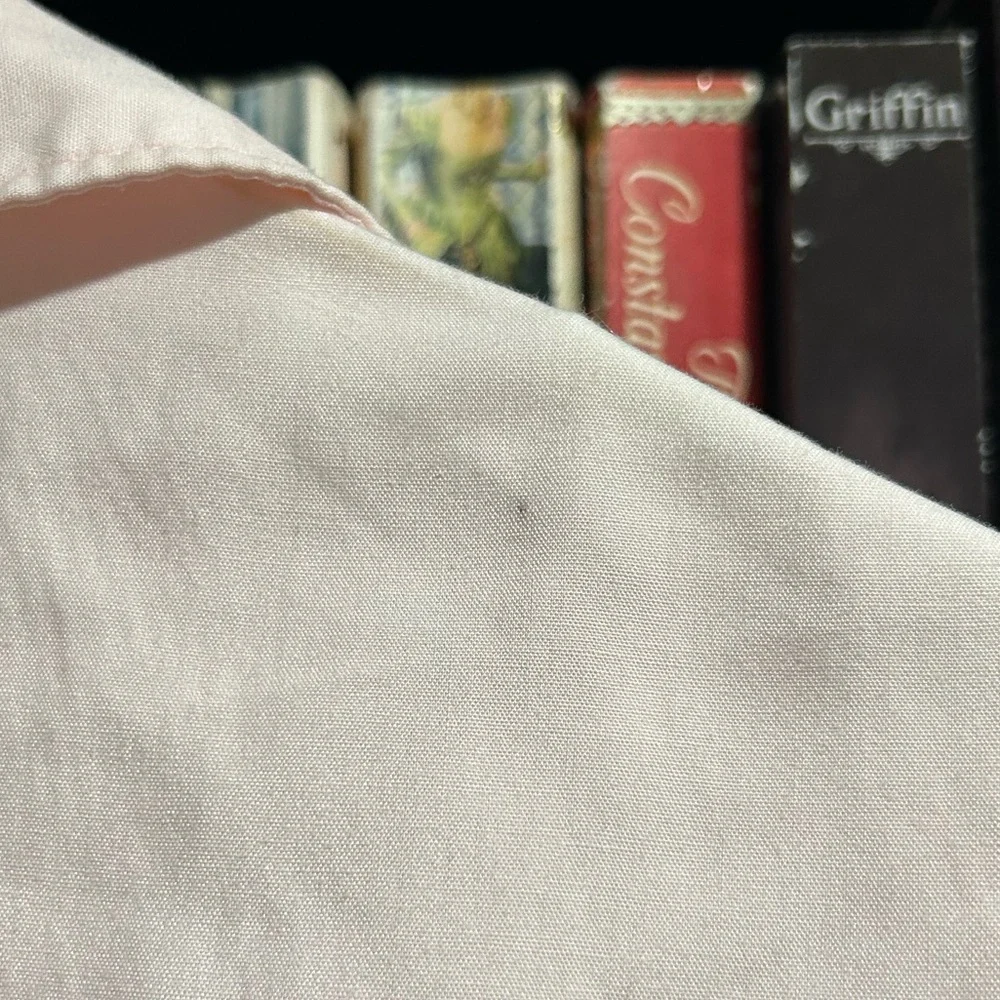 Pink Vintage A-Line Tea Length Collared Button Up Dress with Gray Ribbon Belt - Picture 5 of 8